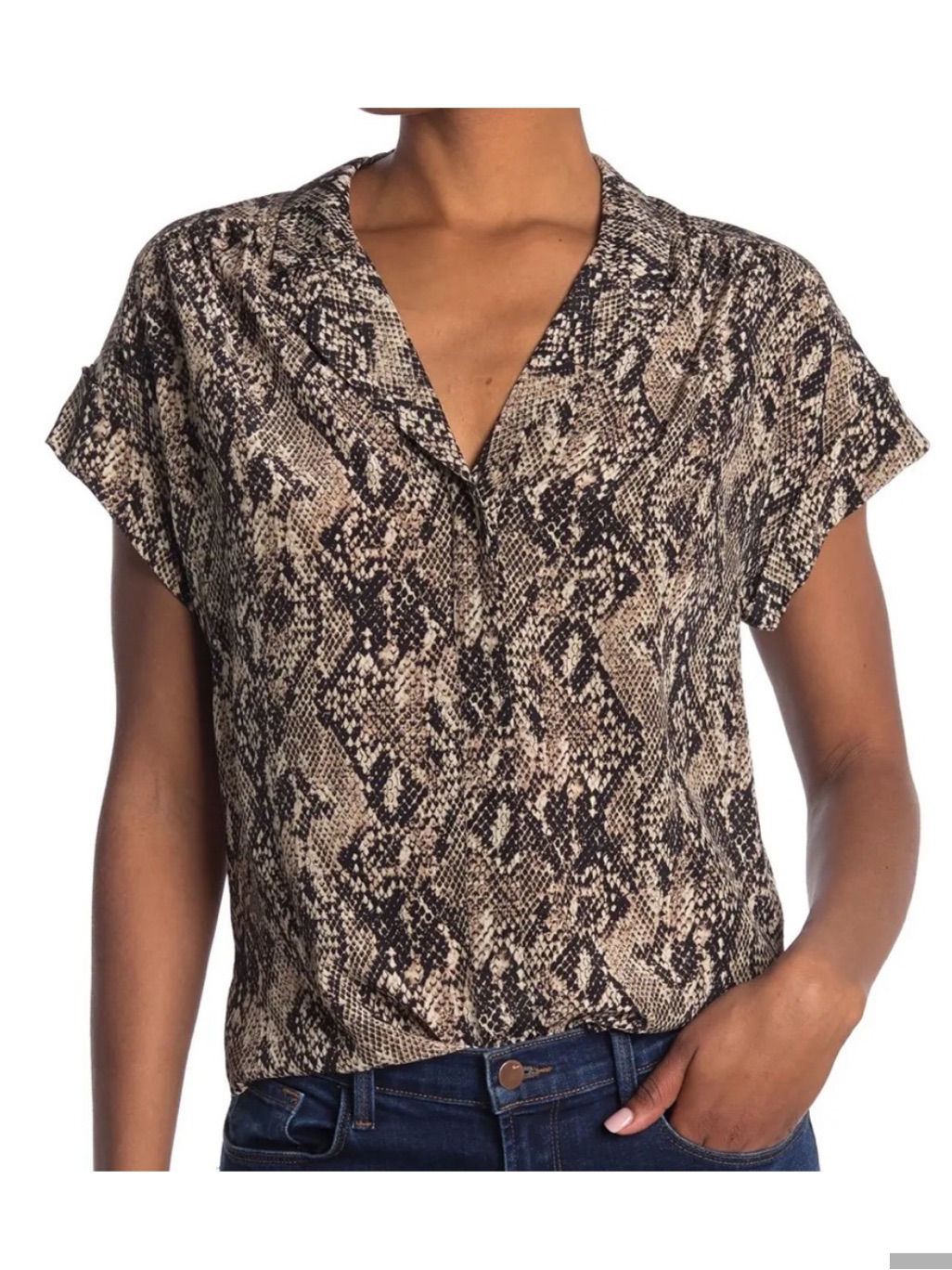 Veronica Beard Merci Python Blouse 100% Silk